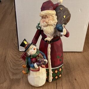 Vintage 2007 Winterland Collection Santa and Snowman Figurine